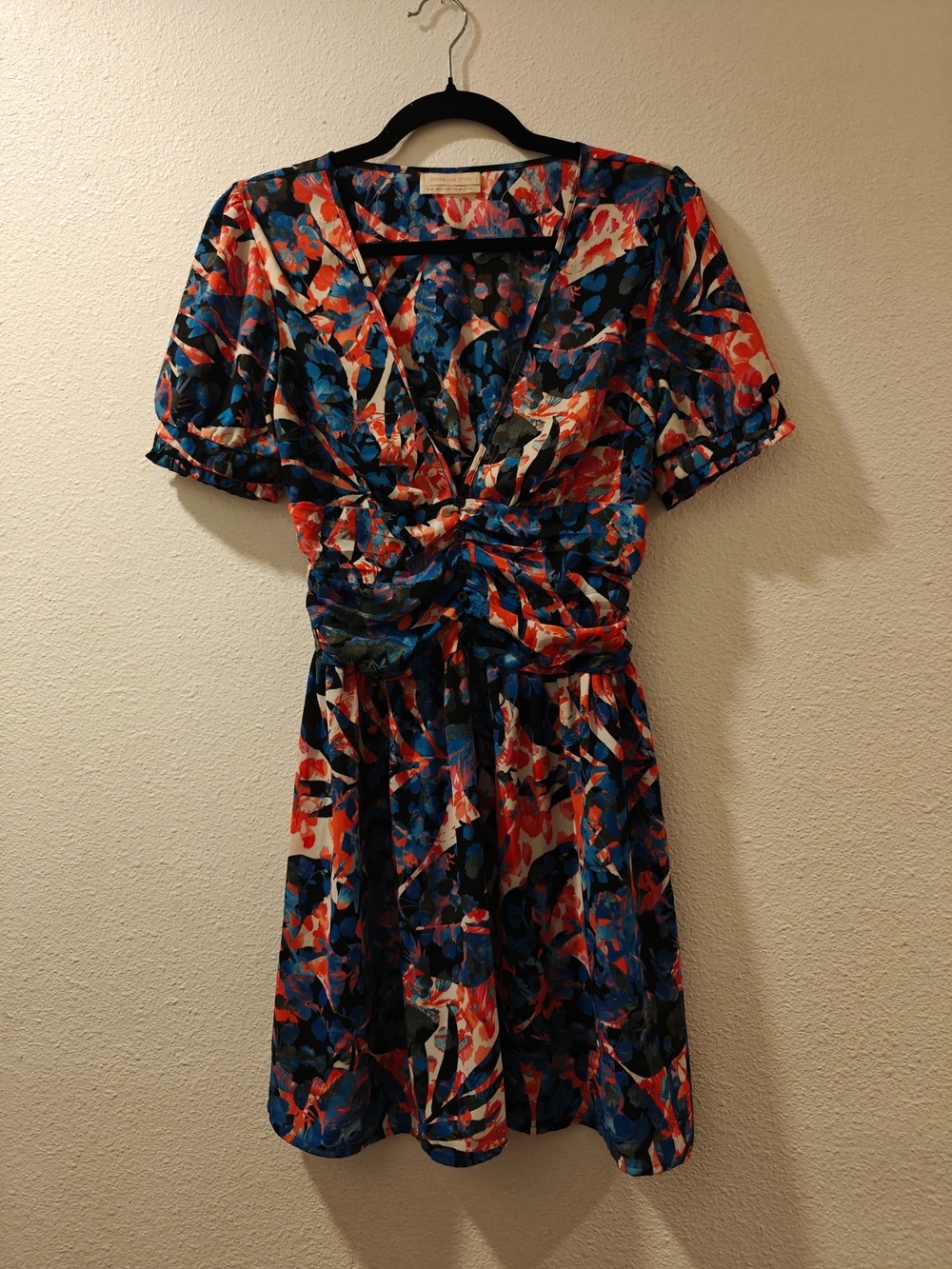 Urban Outfitters Blue Red Black Floral Wrap-Style Dress